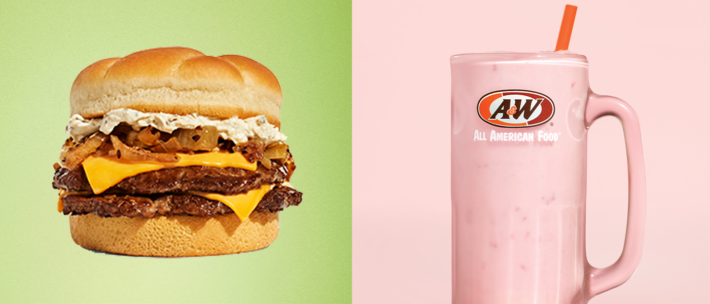 French Onion Double Cheeseburger and Strawberry Watermelon Cream Freeze